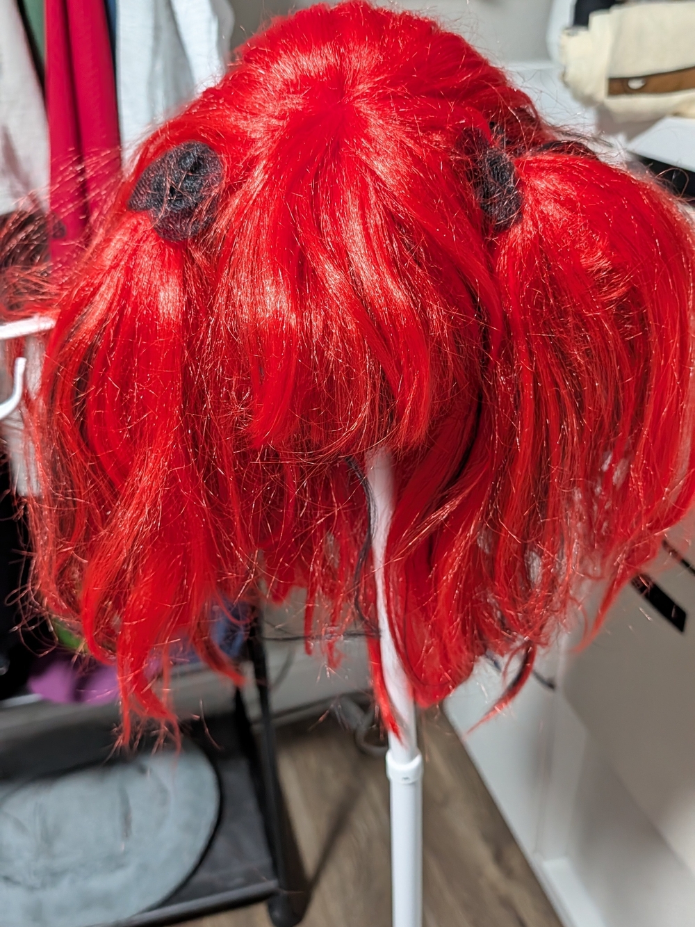 Bold Red Women's Synthetic Wig with Short Layers and Bangs